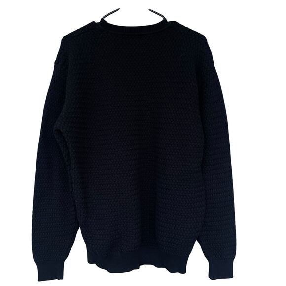 Club Room Men Textured Sweater Large Black Pullover Grandpa Classic Casual Retro - Picture 2 of 8